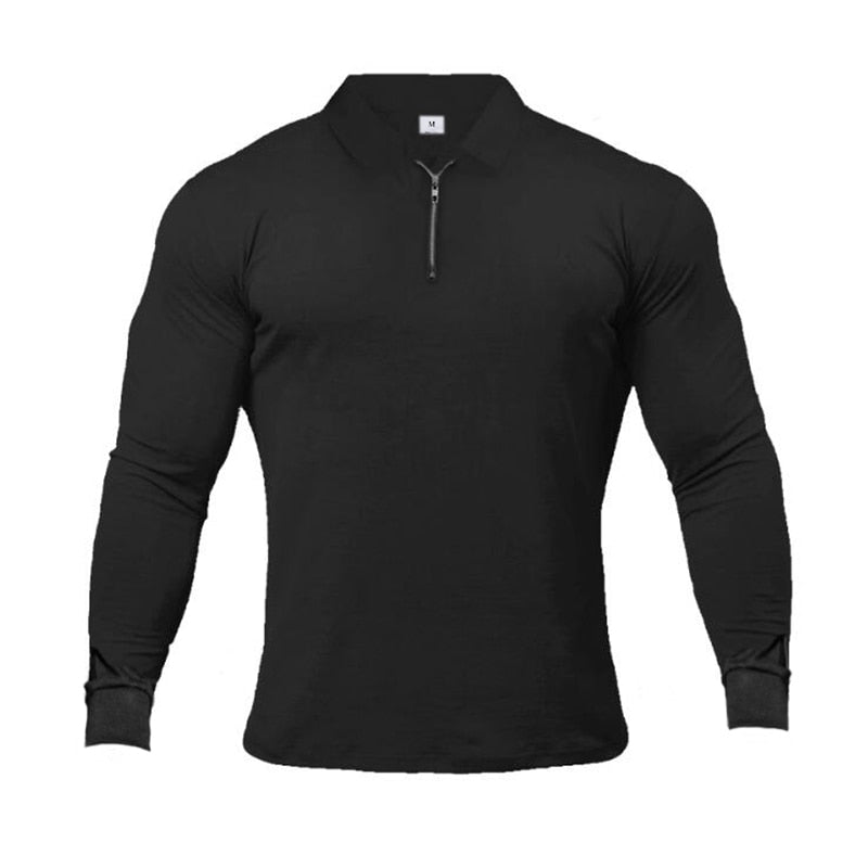 MUSCLEGUYS Fitness Polo-Shirts Long Sleeve