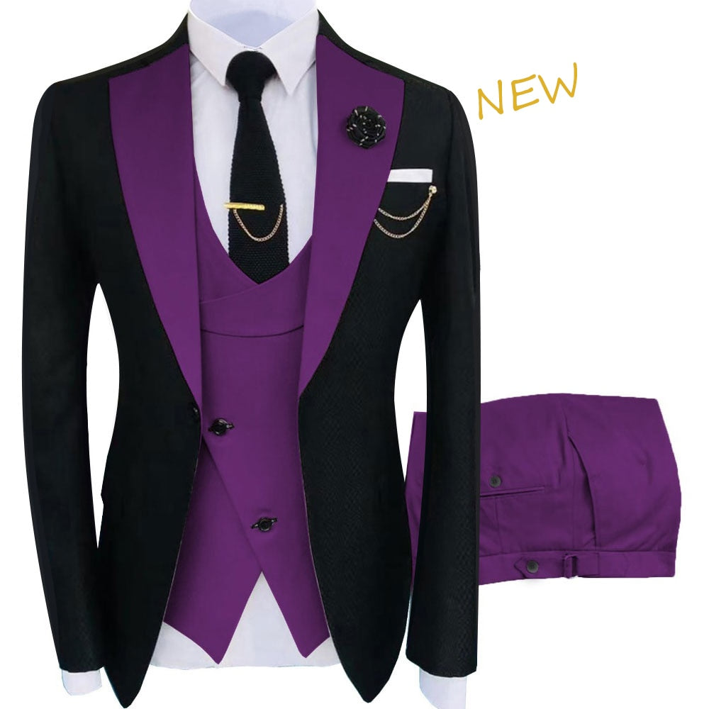 2022 New Arrival Terno Masculino Slim Fit Blazers Ball And Groom Suits For Men Boutique Fashion Wedding( Jacket + Vest + Pants )