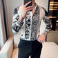 Luxury Long Sleeve Mens Baroque Shirts Dress Autumn Party Prom Wear Slim Fit Male Brand Clothing Striped Print Casual Shirt Men