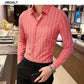 Korea Style Handsome Fashion Mens Shirts Button Down Slim Fit Long Sleeve Striped Shirts Asain Size