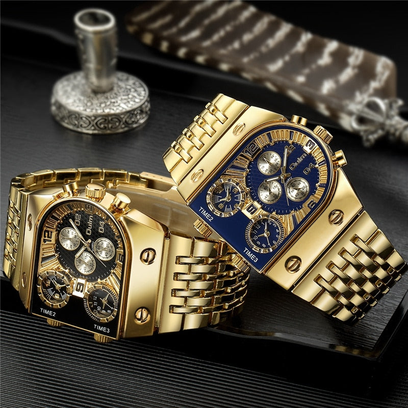 Oulm Luxury Gold Watch For Men