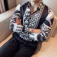 Luxury Long Sleeve Mens Baroque Shirts Dress Autumn Party Prom Wear Slim Fit Male Brand Clothing Striped Print Casual Shirt Men