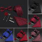 New Solid Color Silk Men Tie Set Polyester Jacquard Woven Necktie Bowtie Suit Vintage Red Blue For Groom Business Wedding Party