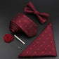 New Solid Color Silk Men Tie Set Polyester Jacquard Woven Necktie Bowtie Suit Vintage Red Blue For Groom Business Wedding Party