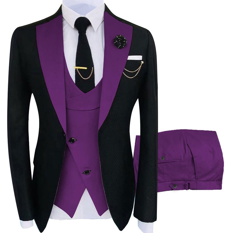 2022 New Arrival Terno Masculino Slim Fit Blazers Ball And Groom Suits For Men Boutique Fashion Wedding( Jacket + Vest + Pants )