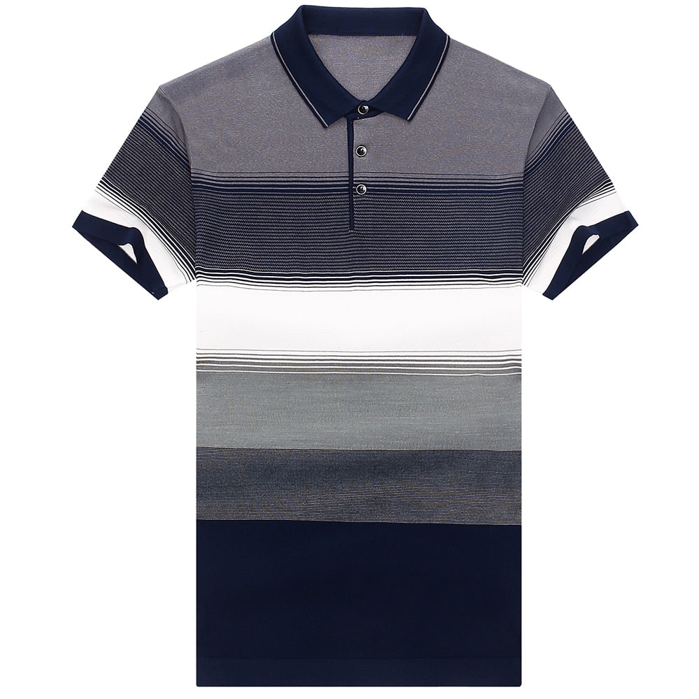 Striped Short Sleeve Polo Tee Shirt Men's