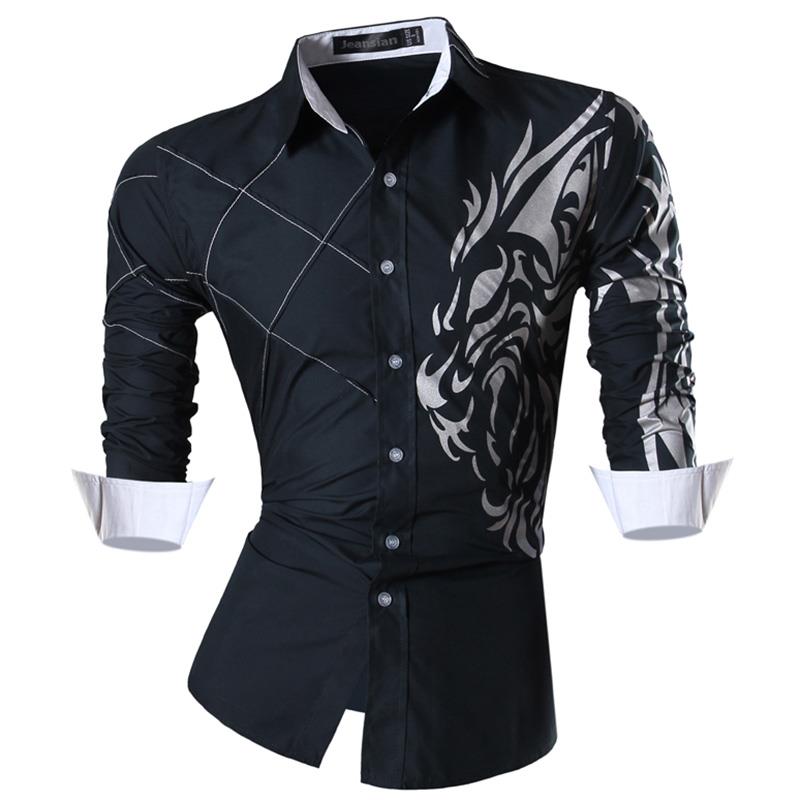 jeansian casual shirts dress male mens clothing long sleeve social brand boutique cotton western button 2028