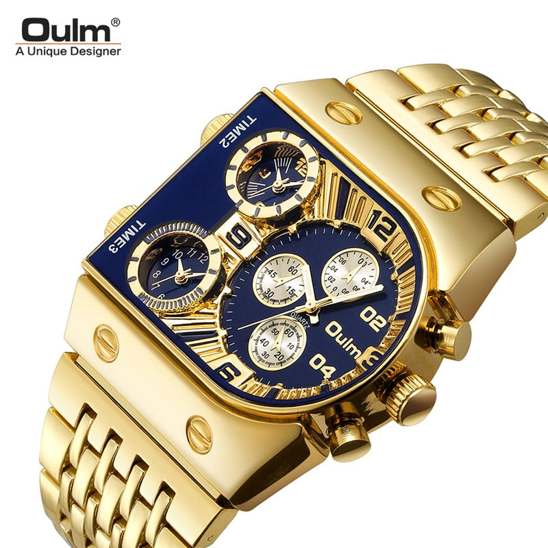 Oulm Luxury Gold Watch For Men