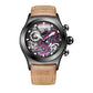 Reef Tiger/RT Mens Sport Watches with Chronograph Skeleton Dial Date Three Counters Steel Watch RGA792