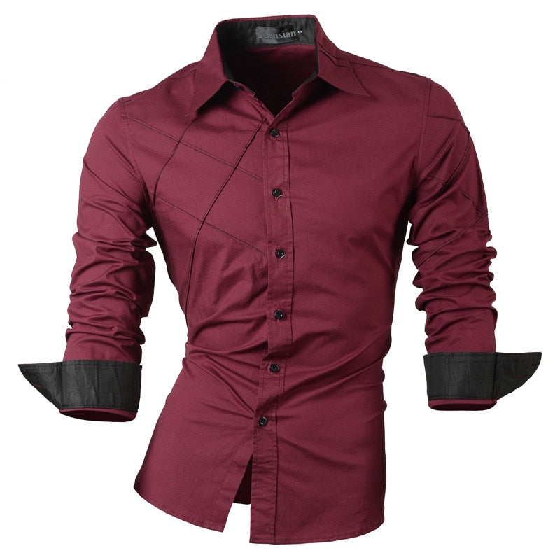 jeansian casual shirts dress male mens clothing long sleeve social brand boutique cotton western button 2028