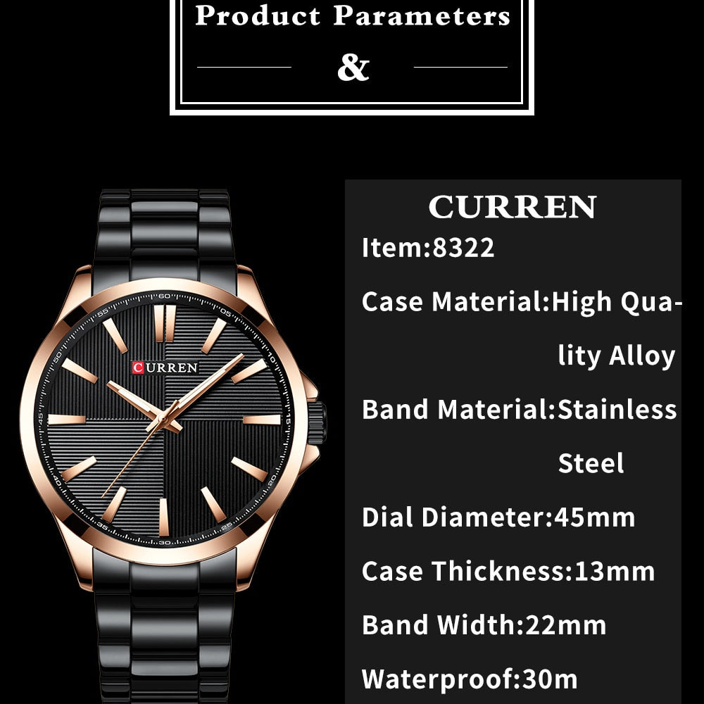 Curren Men's Waterproof Steel Snap Watch - CUR186