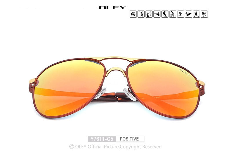 OLEY Luxury brand mens driving Sunglasses polarized women pilot Sun glasses blue coating eyewear  dos homens Y7611