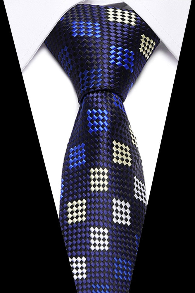 Neckties 7.5cm Slim Silk Neck Ties for Men Striped & Dot Wedding Suits Gravatas Business Neckwear Polyester Corbatas