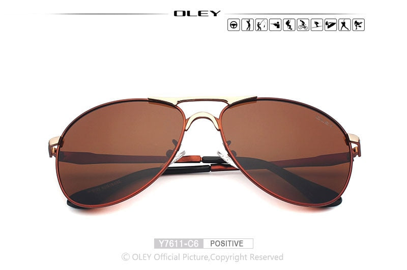 OLEY Luxury brand mens driving Sunglasses polarized women pilot Sun glasses blue coating eyewear  dos homens Y7611