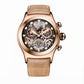 Reef Tiger/RT Mens Sport Watches with Chronograph Skeleton Dial Date Three Counters Steel Watch RGA792