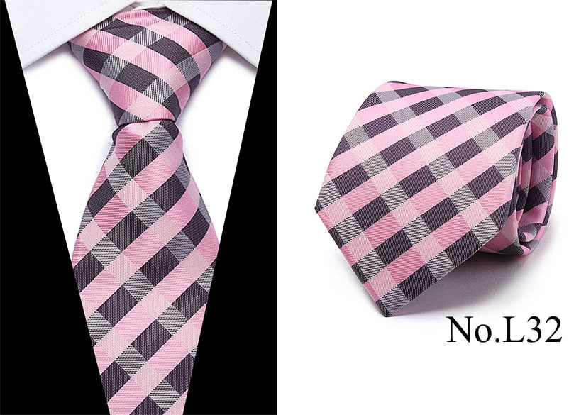 Neckties 7.5cm Slim Silk Neck Ties for Men Striped & Dot Wedding Suits Gravatas Business Neckwear Polyester Corbatas