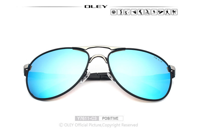 OLEY Luxury brand mens driving Sunglasses polarized women pilot Sun glasses blue coating eyewear  dos homens Y7611