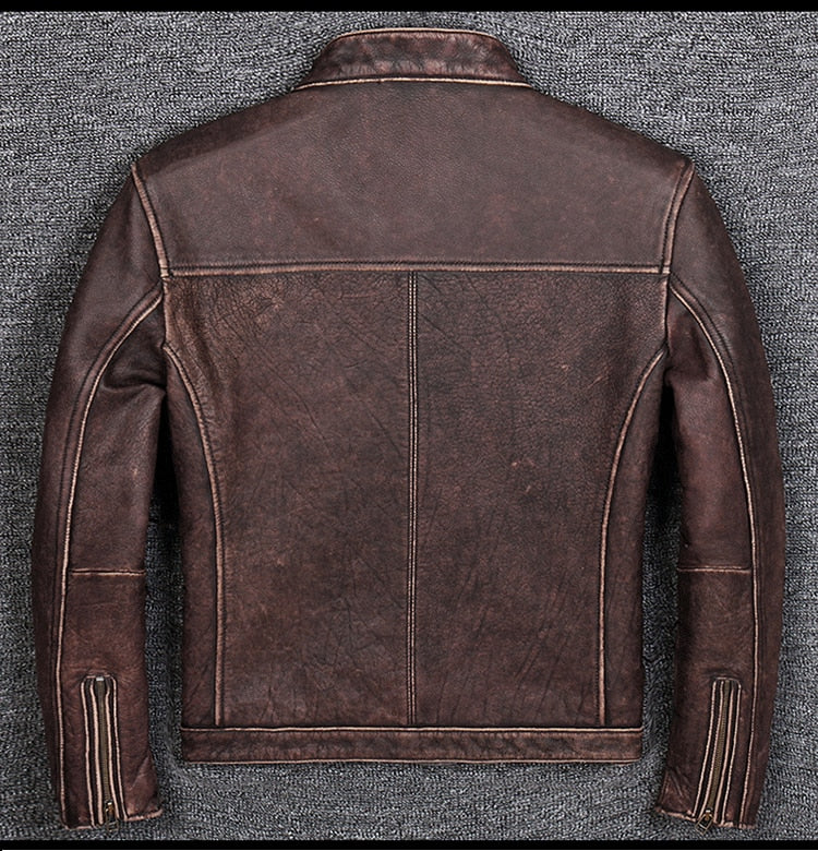 Free shipping.7XL Brand casual style cowhide jacket,mens 100% genuine leather clothes.vintage biker leather coat.Casaco de couro