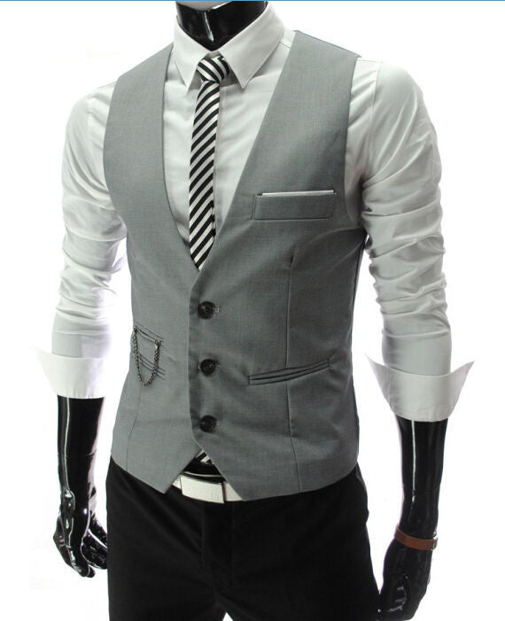 Dress Vests Slim Fit Suit Vest Sleeveless Formal Business Jacket