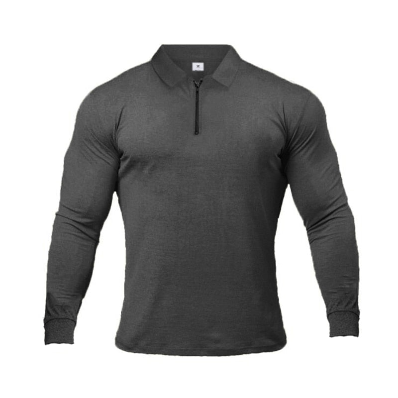 MUSCLEGUYS Fitness Polo-Shirts Long Sleeve