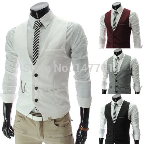 Dress Vests Slim Fit Suit Vest Sleeveless Formal Business Jacket