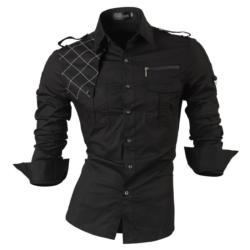 jeansian casual shirts dress male mens clothing long sleeve social brand boutique cotton western button 2028