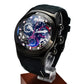 Reef Tiger/RT Mens Sport Watches with Chronograph Skeleton Dial Date Three Counters Steel Watch RGA792