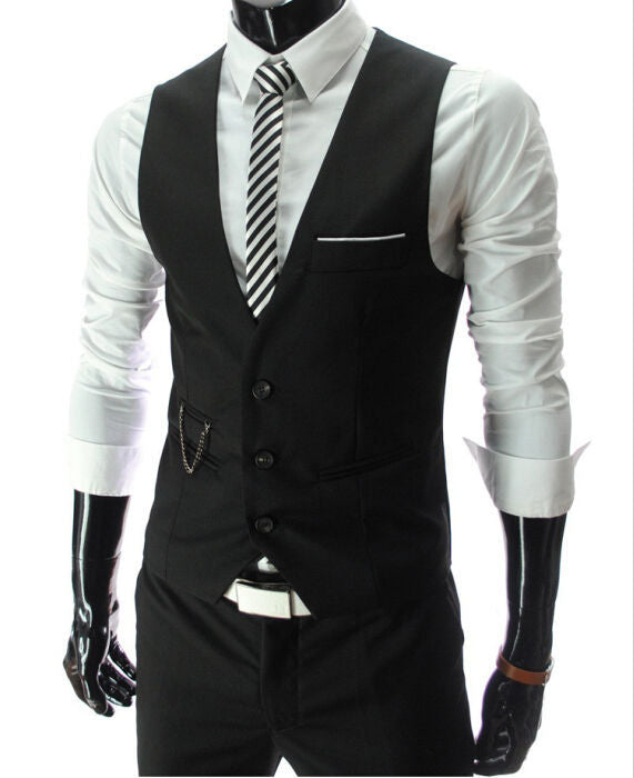 Dress Vests Slim Fit Suit Vest Sleeveless Formal Business Jacket