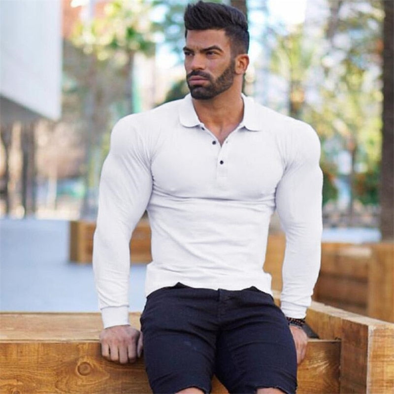 MUSCLEGUYS Fitness Polo-Shirts Long Sleeve