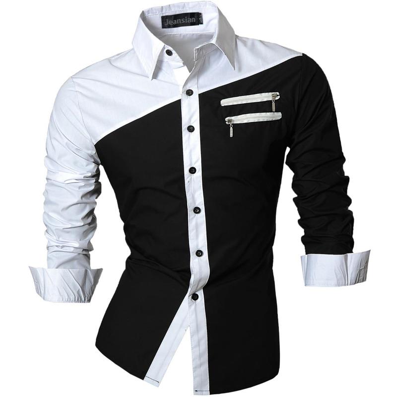 jeansian casual shirts dress male mens clothing long sleeve social brand boutique cotton western button 2028