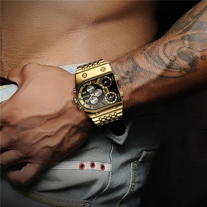 Oulm Luxury Gold Watch For Men