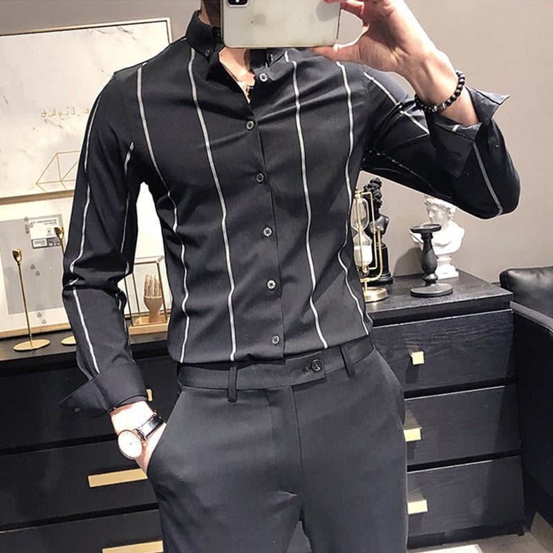 Fashion Fancy Long-Sleeved Striped White Business Shirt