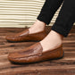 Classy Tods Men's Summer Breathable 2023 Latest Genuine Leather Dad Shoes Slip-on Casual Brown Leather Shoes with Soft Sole