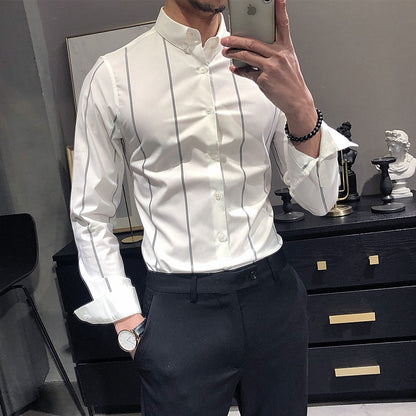 Fashion Fancy Long-Sleeved Striped White Business Shirt