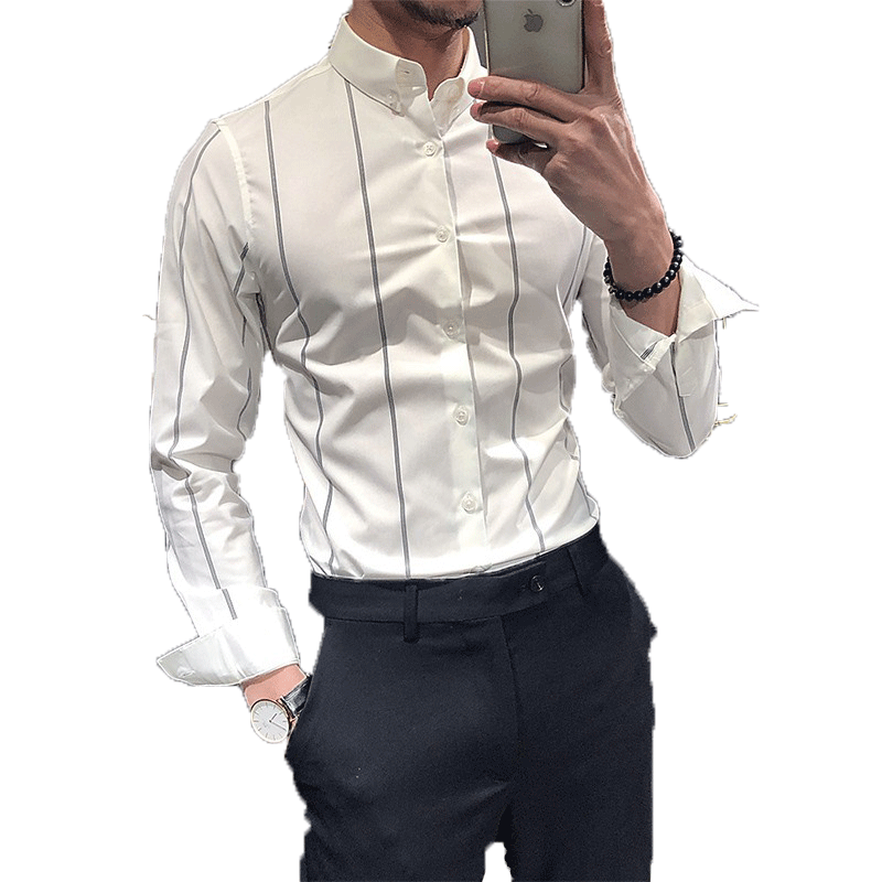 Fashion Fancy Long-Sleeved Striped White Business Shirt