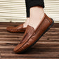 Classy Tods Men's Summer Breathable 2023 Latest Genuine Leather Dad Shoes Slip-on Casual Brown Leather Shoes with Soft Sole