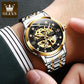 OLEVS Watch for Men Skeleton Luxury Waterproof Luminous Stainless Steel Automatic Mechanical Watch Male Wrist Watch reloj hombre