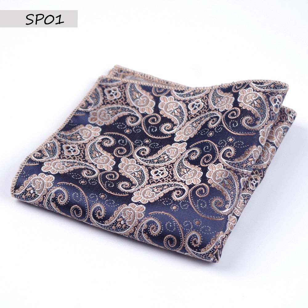 Vintage Paisley Men British Design Floral Print Pocket Square Handkerchief Chest Towel Suit Accessories