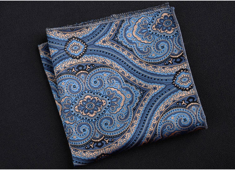 Vintage Paisley Men British Design Floral Print Pocket Square Handkerchief Chest Towel Suit Accessories