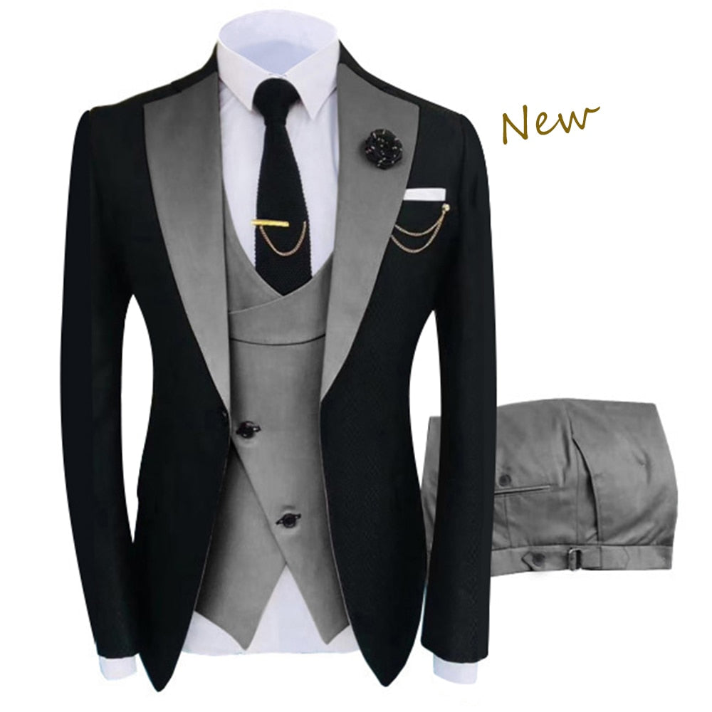 2022 New Arrival Terno Masculino Slim Fit Blazers Ball And Groom Suits For Men Boutique Fashion Wedding( Jacket + Vest + Pants )